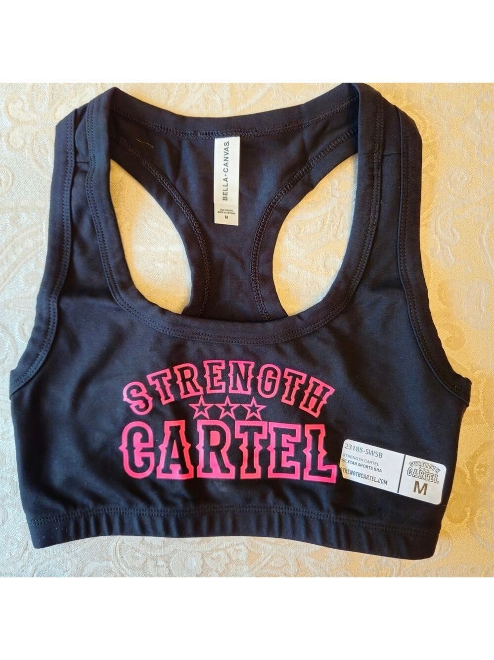 Bella Canvas Black and Pink Sports Bra